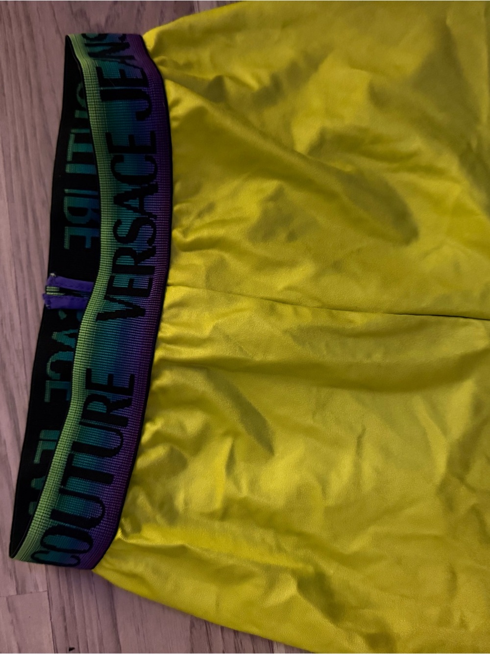 Versace Neon Yellow Leggings with Gradient Logo Waistband